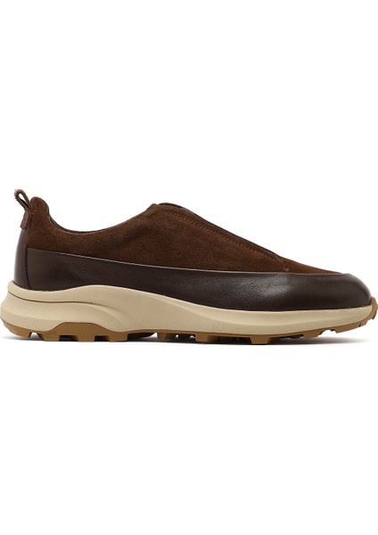 Erkek Kahverengi Kalın Tabanlı Deri Casual Sneaker 25WFD630514