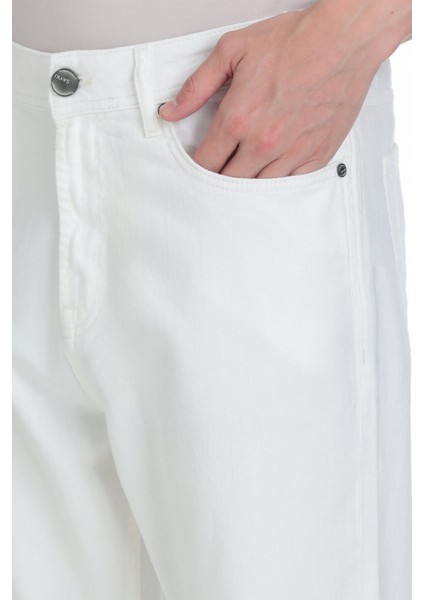 Beyaz Regular Fit 5 Cep 100% Pamuk Kot Pantolon fırsatları