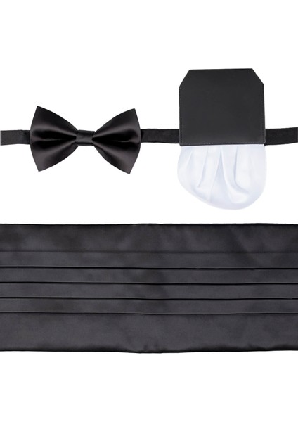 Siyah Kuşak Papyon Mendil Set
