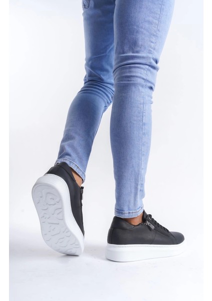 SLW155 Warrior Bağcıklı ve Fermuarlı Cilt Erkek Günlük Sneaker Ayakkabı Cbt - Siyah modelleri