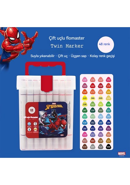 Renkli Işaretçi Kalem Yıkanması Kolay Ilkokul Öğrencileri 48RENKLI Üçgen Çubuk Çift Uçlu Renkli Kalem (Yurt Dışından)