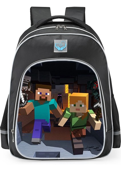Omuz Okul Çantası Minecraft Ilkokul Öğrencileri Çok Fonksiyonlu Moda Omuz Yansıtıcı Sırt Çantası (Yurt Dışından)