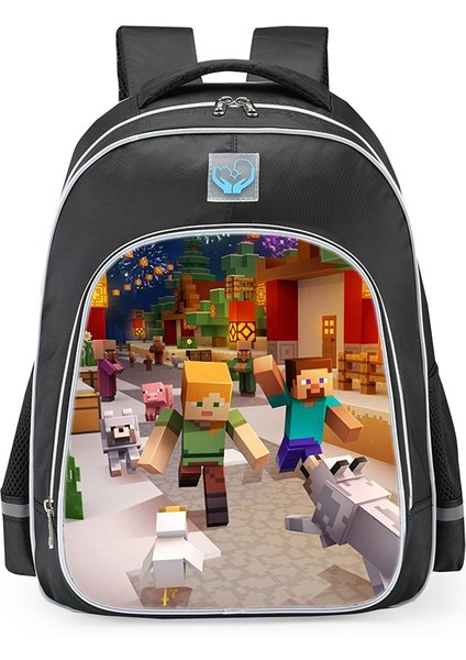 Omuz Okul Çantası Minecraft Ilkokul Öğrencileri Çok Fonksiyonlu Moda Omuz Yansıtıcı Sırt Çantası (Yurt Dışından)