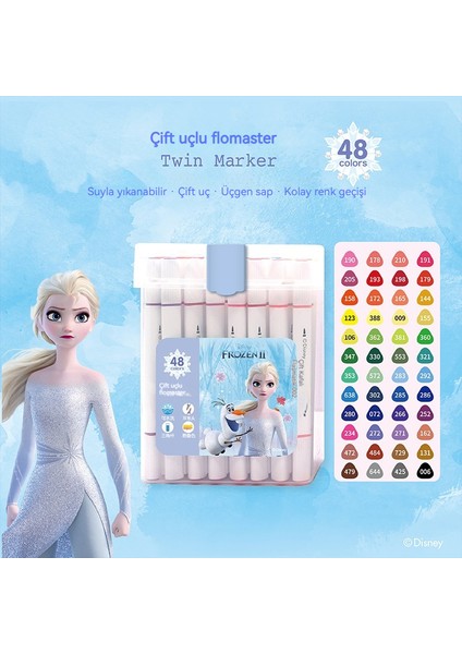 Renkli Işaretçi Kalem Yıkanması Kolay Ilkokul Öğrencileri 48RENKLI Üçgen Çubuk Çift Uçlu Renkli Kalem (Yurt Dışından)