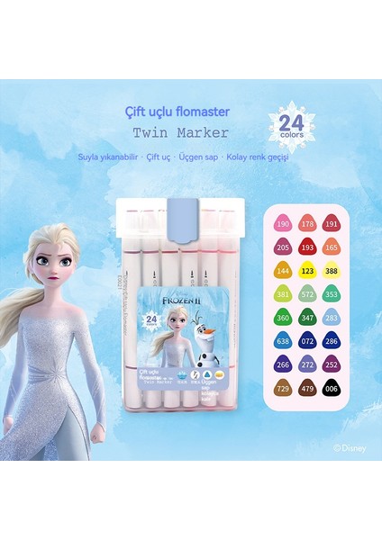 Renkli Işaretçi Kalem Yıkanması Kolay Ilkokul Öğrencileri 24 Renkli Üçgen Çubuk Çift Uçlu Renkli Kalem (Yurt Dışından)