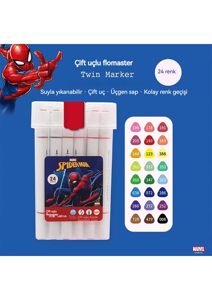 Renkli Işaretçi Kalem Yıkanması Kolay Ilkokul Öğrencileri 24 Renkli Üçgen Çubuk Çift Uçlu Renkli Kalem (Yurt Dışından)