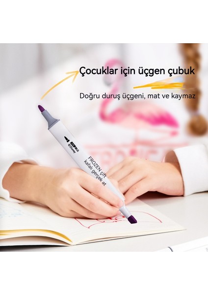 Renkli Işaretçi Kalem Yıkanması Kolay Ilkokul Öğrencileri 24 Renkli Üçgen Çubuk Çift Uçlu Renkli Kalem (Yurt Dışından) fiyatları