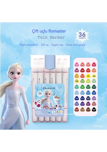 Renkli Işaretçi Kalem Yıkanması Kolay Ilkokul Öğrencileri 36 Renkli Üçgen Çubuk Çift Uçlu Renkli Kalem (Yurt Dışından)