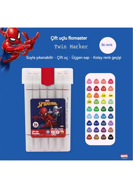 Renkli Işaretçi Kalem Yıkanması Kolay Ilkokul Öğrencileri 36 Renkli Üçgen Çubuk Çift Uçlu Renkli Kalem (Yurt Dışından)