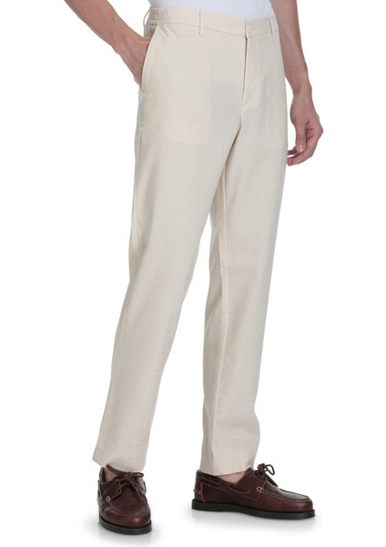 Bej Rahat Kesim Yandan Cepli Keten Jogger Pantolon modelleri