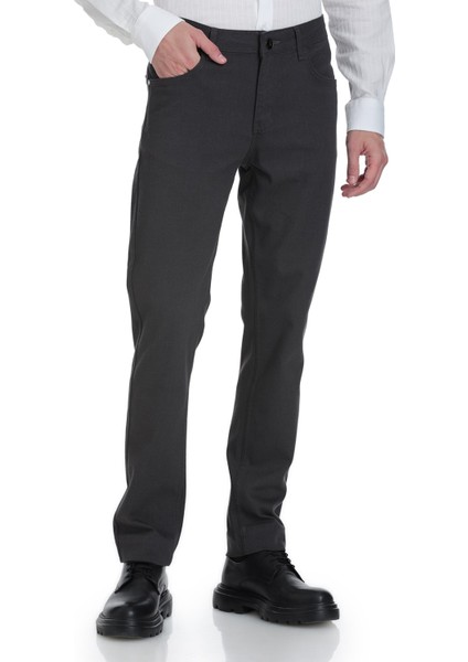 Gri Rahat Kesim 5 Cep Pamuklu Kanvas Pantolon