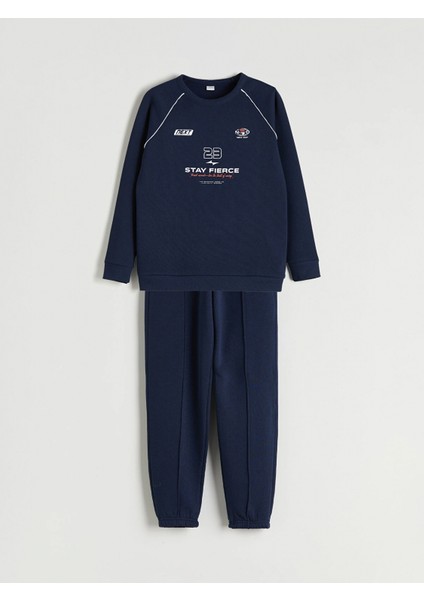 Lcw Kids Lacivert Bisiklet Yaka Erkek Çocuk Eşofman Takımı modelleri