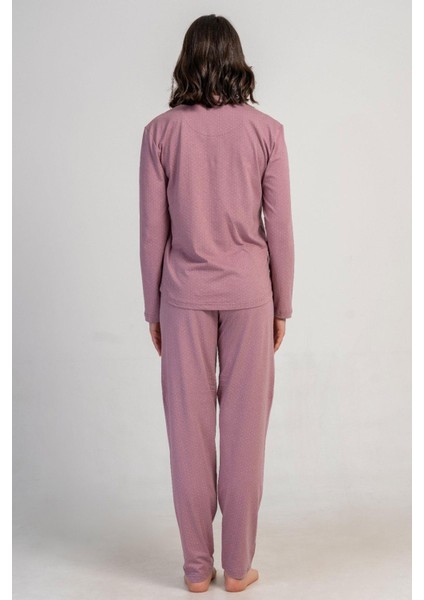 Kadın Büyük Beden Pembe Uzun Kollu Baskılı Pijama Takımı C9T0N0405 fırsatları