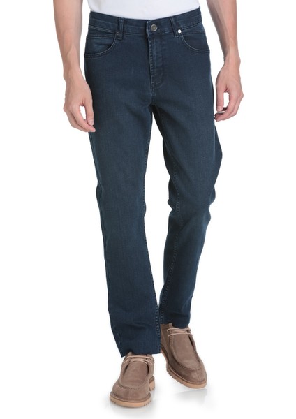 Lacivert Regular Fit 5 Cep Pamuklu Kot Pantolon