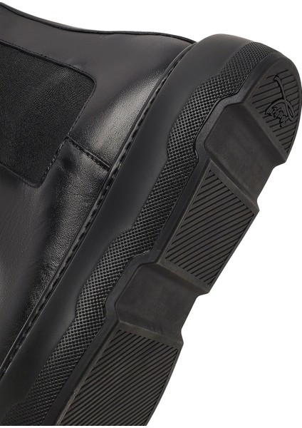 Erkek Siyah Kalın Tabanlı Deri Chelsea Bot 25WFD631818