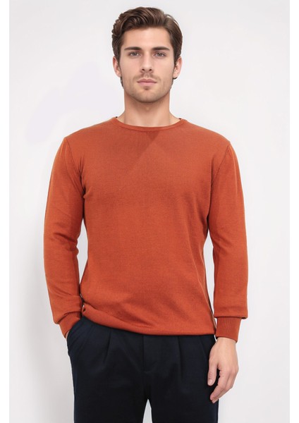 Bisiklet Yaka Kiremit Triko Kazak