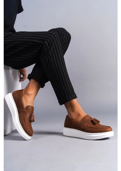 SLW154 Blaze Bağcıksız Püsküllü Cilt Erkek Günlük Spor Klasik Ayakkabı Cbt - Taba modelleri