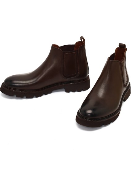 Erkek Kahverengi Deri Chelsea Bot 25WFD724118 modelleri
