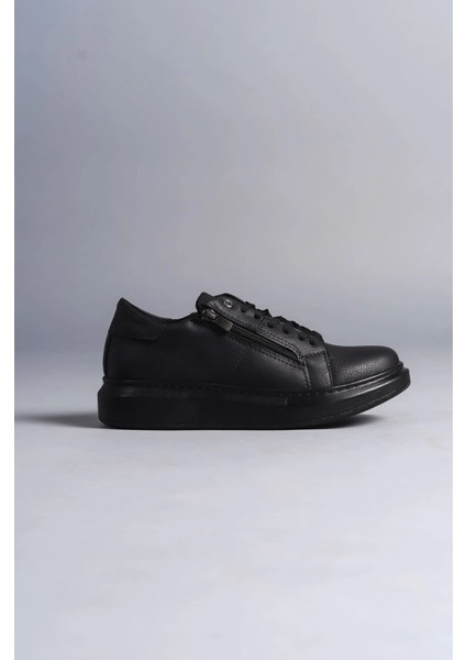 SLW155 Warrior Bağcıklı ve Fermuarlı Cilt Erkek Günlük Sneaker Ayakkabı Cst - Siyah fırsatları