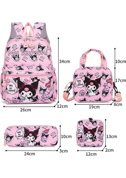 Büyük Kapasiteli Öğrenci Okul Çantası Kulomi Baskılı Sırt Çantası Sırt Çantası Dört Parçalı Set (Yurt Dışından) fiyatları