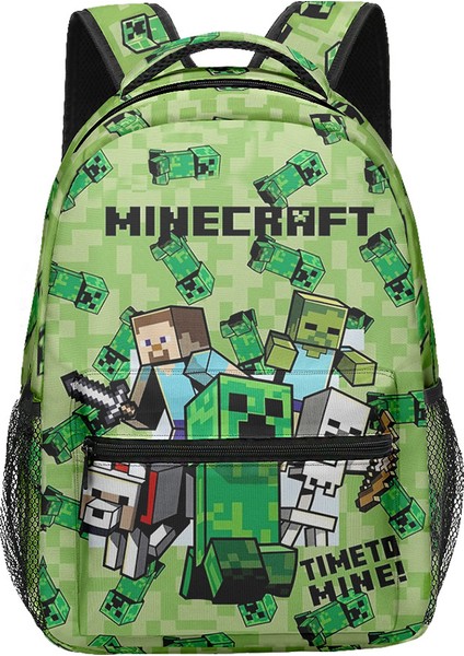 Minecraft Ilkokul ve Ortaokul Öğrencileri Için Okul Çantası Sırt Çantası Öğle Yemeği Çantası Çift Katmanlı Kalem Çantası Üç Parçalı Set (Yurt Dışından) modelleri