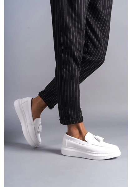 SLW154 Blaze Bağcıksız Püsküllü Cilt Erkek Günlük Spor Klasik Ayakkabı Cbt - Beyaz fiyatları