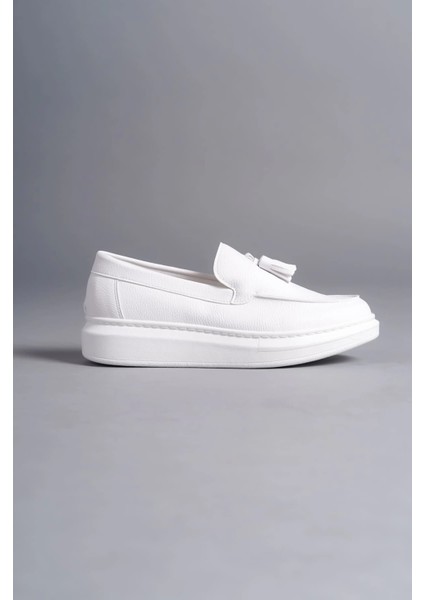 SLW154 Blaze Bağcıksız Püsküllü Cilt Erkek Günlük Spor Klasik Ayakkabı Cbt - Beyaz fırsatları