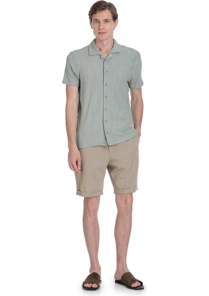 Yeşil Regular Fit Apaş Yaka Gömlek fiyatları