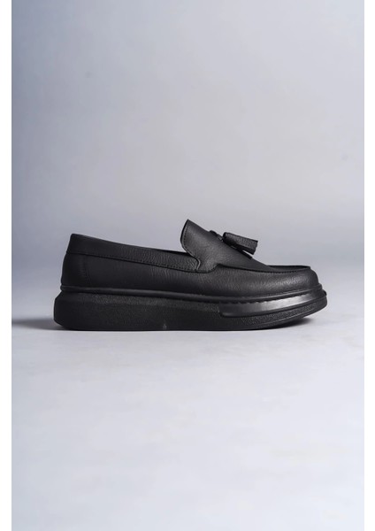 SLW154 Blaze Bağcıksız Püsküllü Cilt Erkek Günlük Spor Klasik Ayakkabı Cst - Siyah fırsatları