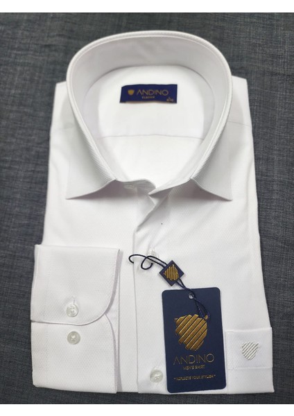 Classic Beyaz Desenli Erkek Gömlek Likralı Bol Kesim Yapısıyla AC0710716-01 fiyatları