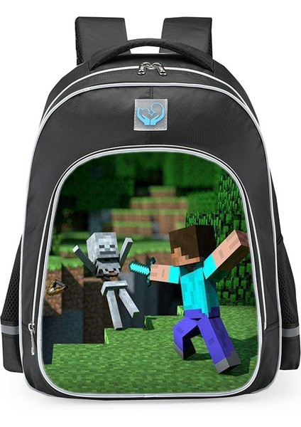 Omuz Okul Çantası Minecraft Ilkokul Öğrencileri Çok Fonksiyonlu Moda Omuz Yansıtıcı Sırt Çantası (Yurt Dışından)
