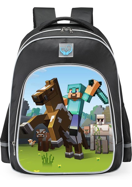 Omuz Okul Çantası Minecraft Ilkokul Öğrencileri Çok Fonksiyonlu Moda Omuz Yansıtıcı Sırt Çantası (Yurt Dışından)