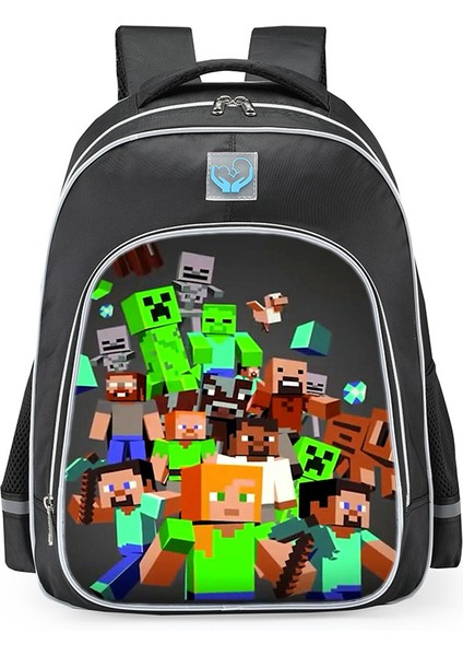 Omuz Okul Çantası Minecraft Ilkokul Öğrencileri Çok Fonksiyonlu Moda Omuz Yansıtıcı Sırt Çantası (Yurt Dışından)