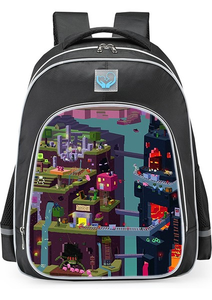 Omuz Okul Çantası Minecraft Ilkokul Öğrencileri Çok Fonksiyonlu Moda Omuz Yansıtıcı Sırt Çantası (Yurt Dışından)