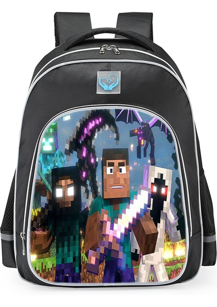 Omuz Okul Çantası Minecraft Ilkokul Öğrencileri Çok Fonksiyonlu Moda Omuz Yansıtıcı Sırt Çantası (Yurt Dışından)