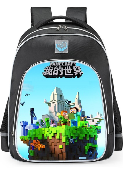 Omuz Okul Çantası Minecraft Ilkokul Öğrencileri Çok Fonksiyonlu Moda Omuz Yansıtıcı Sırt Çantası (Yurt Dışından)