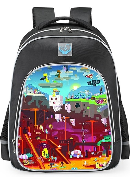 Omuz Okul Çantası Minecraft Ilkokul Öğrencileri Çok Fonksiyonlu Moda Omuz Yansıtıcı Sırt Çantası (Yurt Dışından)