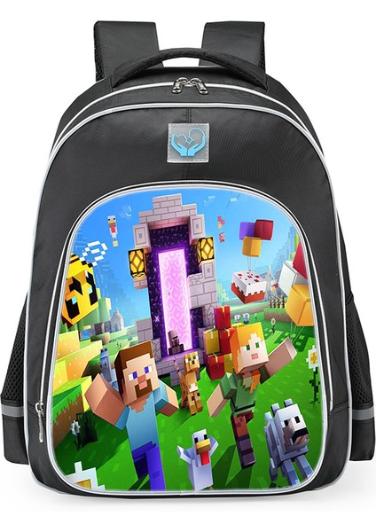 Omuz Okul Çantası Minecraft Ilkokul Öğrencileri Çok Fonksiyonlu Moda Omuz Yansıtıcı Sırt Çantası (Yurt Dışından)