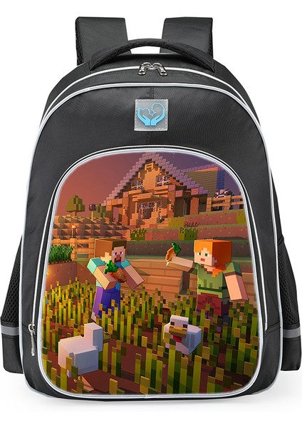 Omuz Okul Çantası Minecraft Ilkokul Öğrencileri Çok Fonksiyonlu Moda Omuz Yansıtıcı Sırt Çantası (Yurt Dışından)