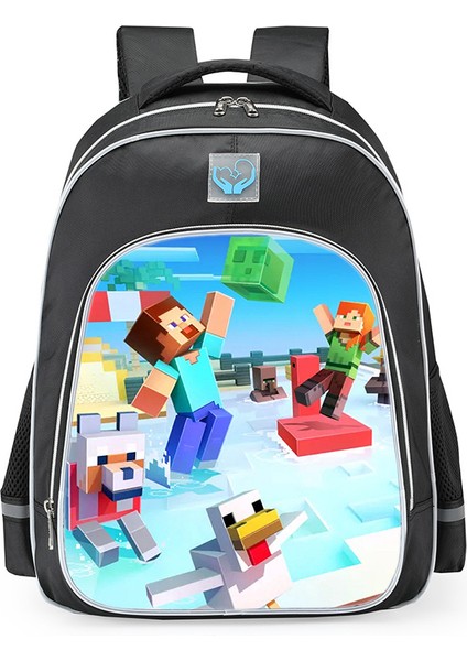 Omuz Okul Çantası Minecraft Ilkokul Öğrencileri Çok Fonksiyonlu Moda Omuz Yansıtıcı Sırt Çantası (Yurt Dışından)