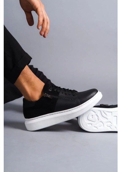 SLW155 Warrior Bağcıklı ve Fermuarlı Cilt Süet Erkek Günlük Sneaker Ayakkabı Csbt - Siyah modelleri