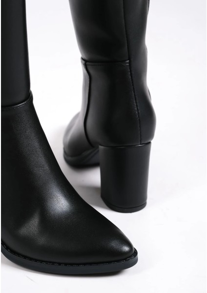 Fıorella Bağcıksız Fermuarlı Ortopedik Taban Kadın Çizme St - Siyah indirimleri