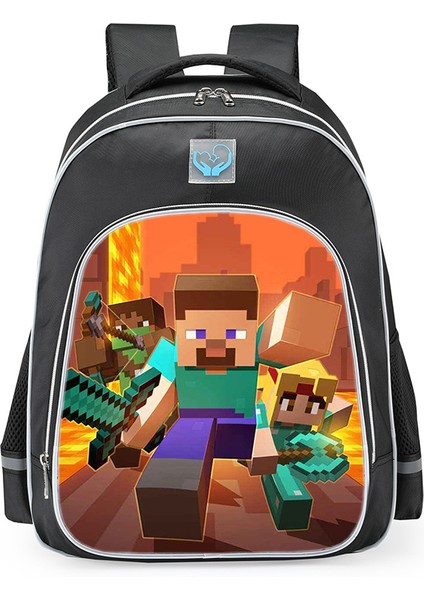 Omuz Okul Çantası Minecraft Ilkokul Öğrencileri Çok Fonksiyonlu Moda Omuz Yansıtıcı Sırt Çantası (Yurt Dışından)
