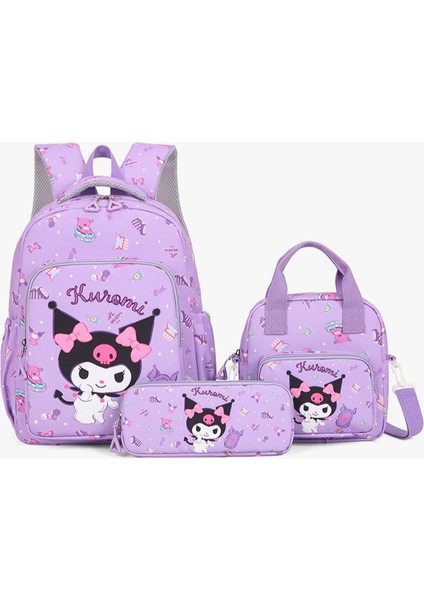 Öğrenci Okul Çantası Kulomi Desen Sırt Çantası Seti Büyük Kapasiteli Sırt Çantası Üç Parçalı Seti (Yurt Dışından)