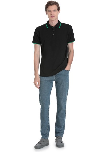 Siyah Regular Fit Polo Yaka Pamuklu Rayon Tişört fiyatları