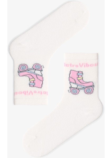 Çok Renkli Kız Çocuk Retro Vibes 4lü Soket Çorap fiyatları