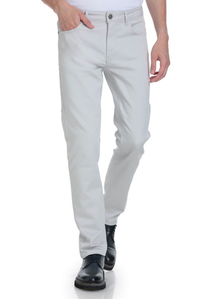Gri Slim Fit 5 Cep Pamuklu Kanvas Pantolon