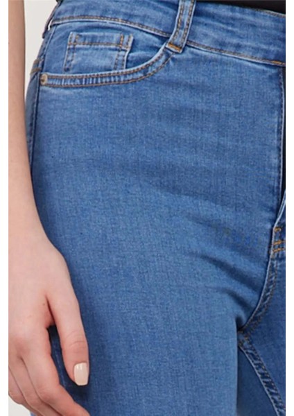 50051 Kadın Ispanyol Paça Kot Pantolon Denim – Yüksek Bel, Esnek Dokuma, Retro Stil fırsatları