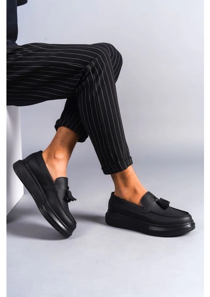 SLW154 Blaze Bağcıksız Püsküllü Cilt Erkek Günlük Spor Klasik Ayakkabı Cst - Siyah fiyatları