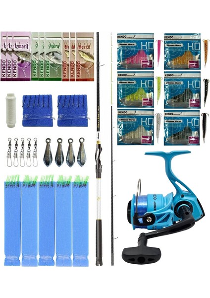 Hazır Tekne Oltası Seti Okuma Wave Boat 180H 2 Parça Tekne Kamışı&kendo Ocean Cast 5000 Olta Makinesi